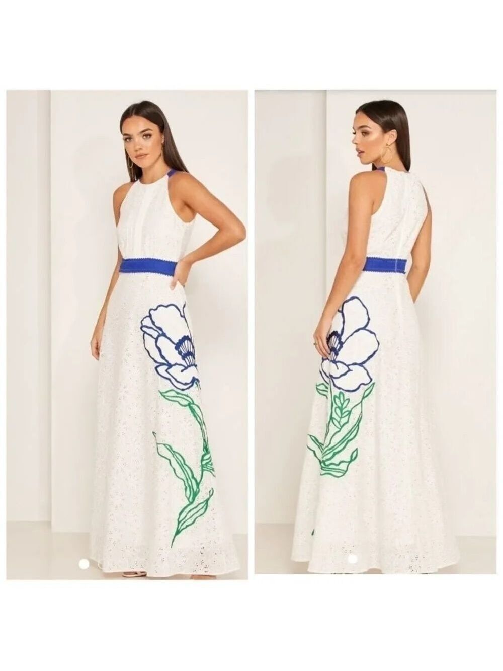 FOXIEDOX Jetta Halter Neck Embroidered Dress
